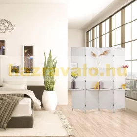   Beltéri térelválasztó paraván 170x180 cm fehér 4 darab térelválasztó panel polcokkal