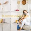 Indoor partition screen 170x180 cm white with 4 partition panels with shelves