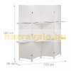 Indoor partition screen 170x180 cm white with 4 partition panels with shelves