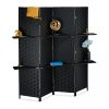 Indoor partition screen 170x180 cm black 4 partition panels with shelves