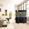 Indoor partition screen 170x180 cm black 4 partition panels with shelves