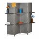 Indoor partition screen 170x180 cm gray 4 partition panels with shelves