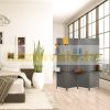 Indoor partition screen 170x180 cm gray 4 partition panels with shelves