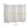 Folding 6-part screen 170x240 cm room divider white decorative Spanish wall