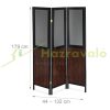 Folding indoor partition screen 179x132x3 cm dark brown vintage style 3-piece partition panel 