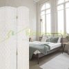 Folding room divider with bamboo rods 180x180x2 cm 4-part white screen