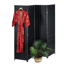   Összecsukható beltéri térelválasztó paraván 180x180 cm fekete 4 darab térelválasztó panel 