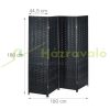 Folding indoor partition screen 180x180 cm black 4 partition panels 