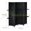Indoor partition screen 180x180 cm black 4 partition panels with shelves
