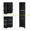 Indoor partition screen 180x180 cm black 4 partition panels with shelves