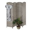 Folding room divider with bamboo rods 180x180x2 cm 4-part sand-colored screen