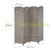 Folding room divider with bamboo rods 180x180x2 cm 4-part sand-colored screen