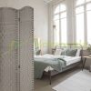 Folding room divider with bamboo rods 180x180x2 cm 4-part sand-colored screen