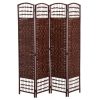 Wooden room divider screen 4 room divider panels 160x170 cm dark brown