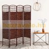 Wooden room divider screen 4 room divider panels 160x170 cm dark brown