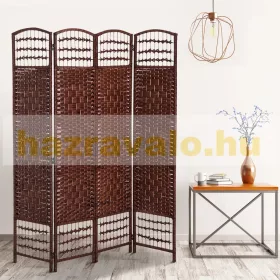   Fa térelválasztó paraván 4 darab térelválasztó panel 160x170 cm sötétbarna