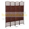 Wooden room divider screen 4 room divider panels 160x170 cm dark brown