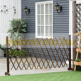   Parkolásgátló kihúzható kerítés térhatároló barna fa 37-225 cm