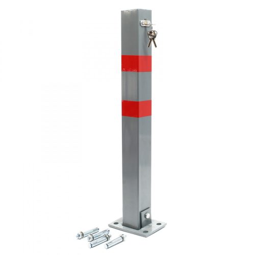 Drive-through parking guard, folding column, lockable with a key, square