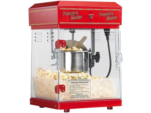 Retro popcorn maker made of stainless steel, in the style of the 50s