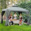 Luxury gazebo garden tent 295x295x270 cm gray party tent double roof event tent