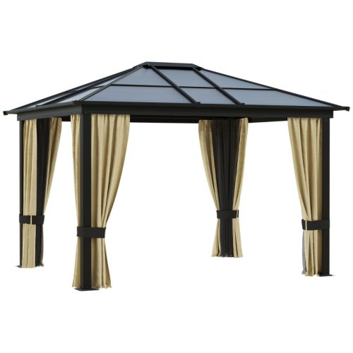 Luxury gazebo garden tent 295x360x265 cm black-beige party tent polycarbonate roof event tent