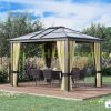 Luxury gazebo garden tent 295x360x265 cm black-beige party tent polycarbonate roof event tent