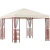 Luxury gazebo garden tent 296x296x260 cm steel frame up to 15 people with mosquito net beige party tent event tent