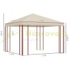 Luxury gazebo garden tent 296x296x260 cm steel frame up to 15 people with mosquito net beige party tent event tent