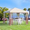 Luxury gazebo garden tent 296x296x260 cm steel frame up to 15 people with mosquito net beige party tent event tent