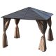 Luxury gazebo garden tent 300x300x250 cm with aluminum roof and side wall in brown color