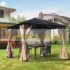 Luxury gazebo garden tent 300x300x250 cm with aluminum roof and side wall in brown color