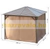 Luxury gazebo garden tent 300x300x250 cm with aluminum roof and side wall in brown color