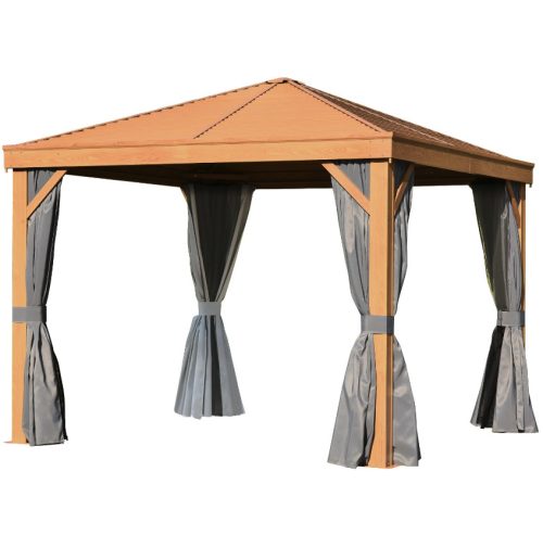 Luxury gazebo garden tent 300x300 cm anodized wood pattern aluminum frame and roof 