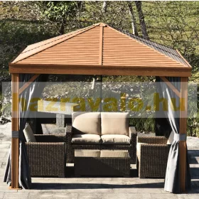 Luxus pavilon kerti sátor 300x300 cm eloxált fa mintázatú aluminium váz és tető 