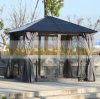 Luxury aluminum gazebo garden tent 3x3 meters with a hollow polycarbonate roof and side walls in black
