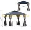 Luxury aluminum gazebo garden tent 3x3 meters with a hollow polycarbonate roof and side walls in black