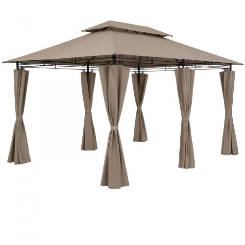 Luxus pavilon kerti sátor 300x400 cm taupe barna rendezvénysátor tópszín