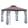 Luxury gazebo garden tent 300x300x265 cm brown party tent with mosquito net event tent