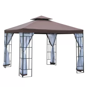   Luxus pavilon kerti sátor 300x300x265 cm barna partisátor szúnyoghálóval rendezvénysátor