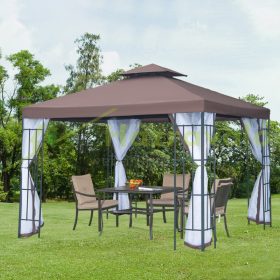   Luxus pavilon kerti sátor 300x300x265 cm barna partisátor szúnyoghálóval rendezvénysátor