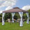 Luxury gazebo garden tent 300x300x265 cm brown party tent with mosquito net event tent