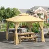 Luxury gazebo garden tent 300x300x280 cm beige-black party tent with decorative columns event tent