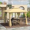 Luxury gazebo garden tent 300x300x280 cm beige-black party tent with decorative columns event tent