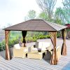 Luxury gazebo garden tent 300x365x262 cm brown-bronze party tent metal roof event tent