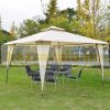 Luxus pavilon party sátor 350x350x270 cm dupla tetővel bézs színben