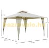 Luxus pavilon party sátor 350x350x270 cm dupla tetővel bézs színben