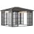 Luxus pavilon kerti sátor 365x300x262 cm fekete-bézs partisátor polikarbonát tetős rendezvénysátor