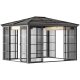 Luxury gazebo garden tent 365x300x262 cm black-beige party tent polycarbonate roof event tent