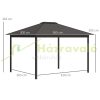 Luxury gazebo garden tent 365x300x262 cm black-beige party tent polycarbonate roof event tent